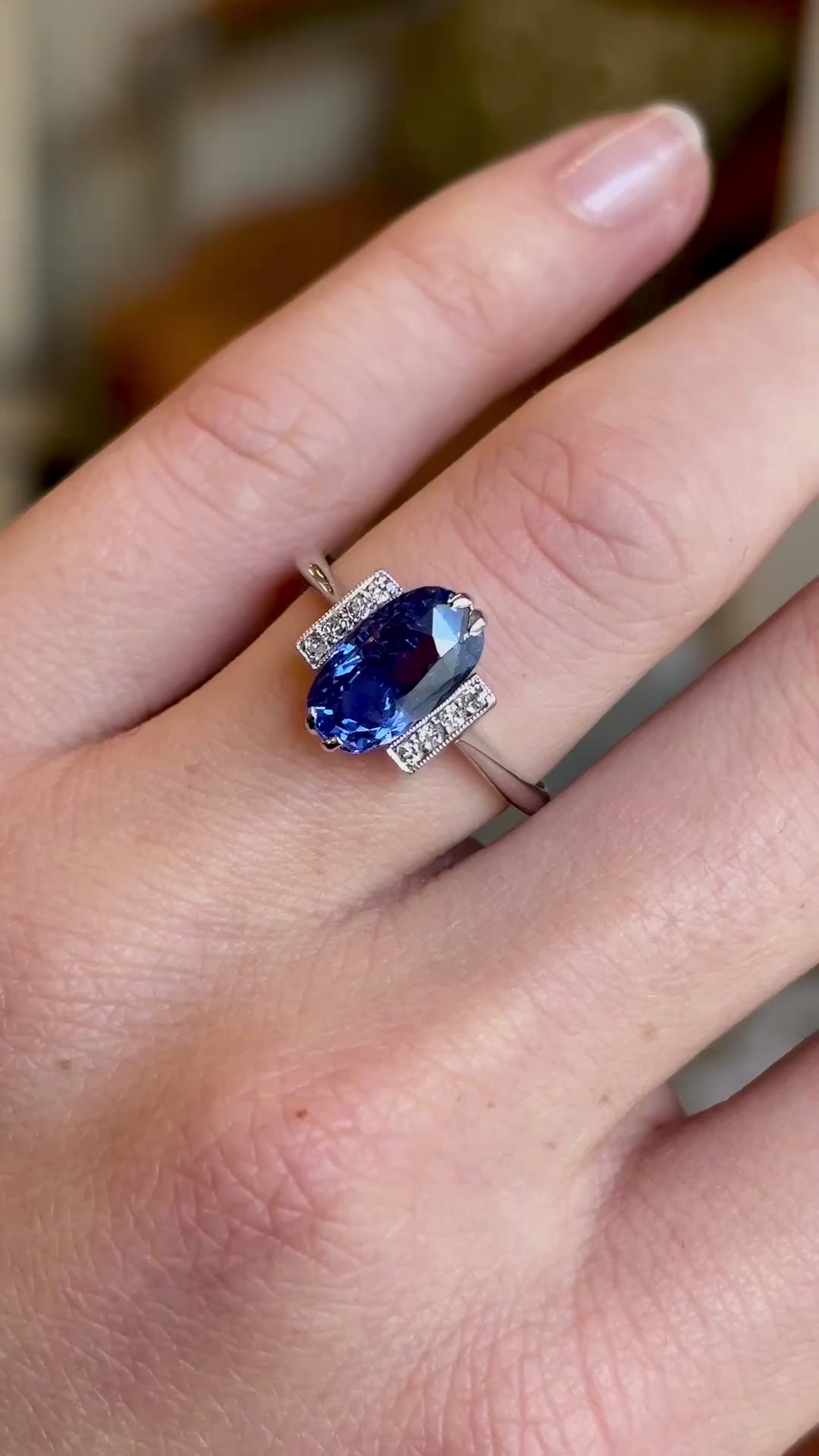Vintage, Art Deco violet sapphire and diamond ring