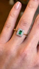 Antique, Edwardian emerald & diamond cluster engagement ring