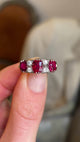 Victorian, unheated ruby & diamond three-stone ring
