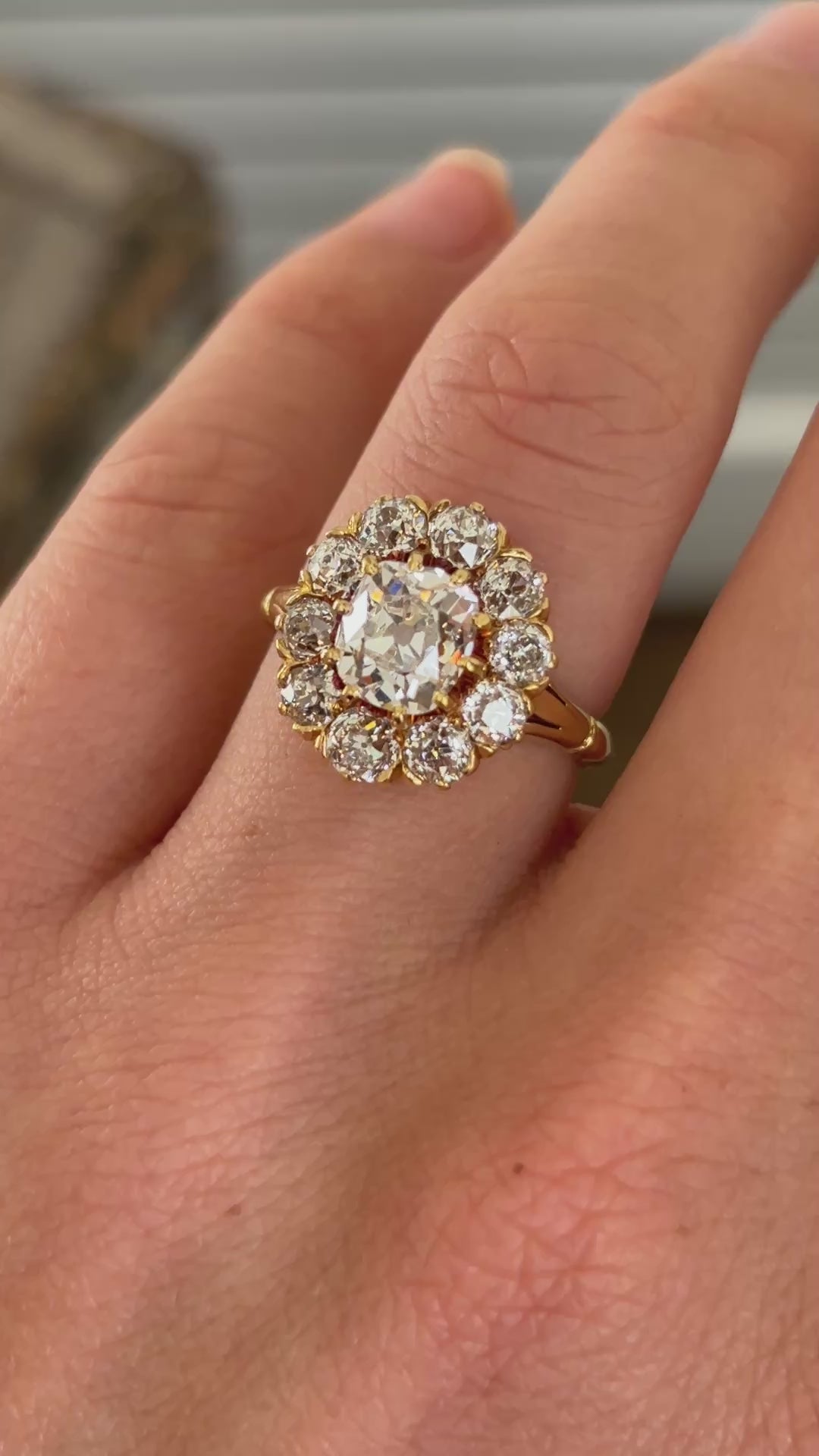 Antique, Edwardian old-cut diamond cluster engagement ring