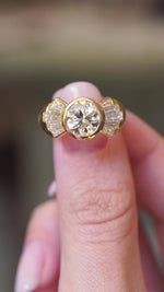 A video view of a vintage old-cut diamond fan engagement ring featuring an old-cut diamond.