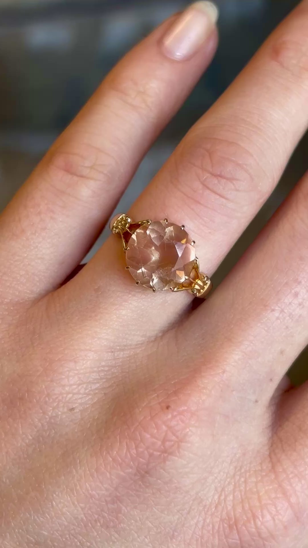 Antique, Victorian Peach Tourmaline Solitaire Ring