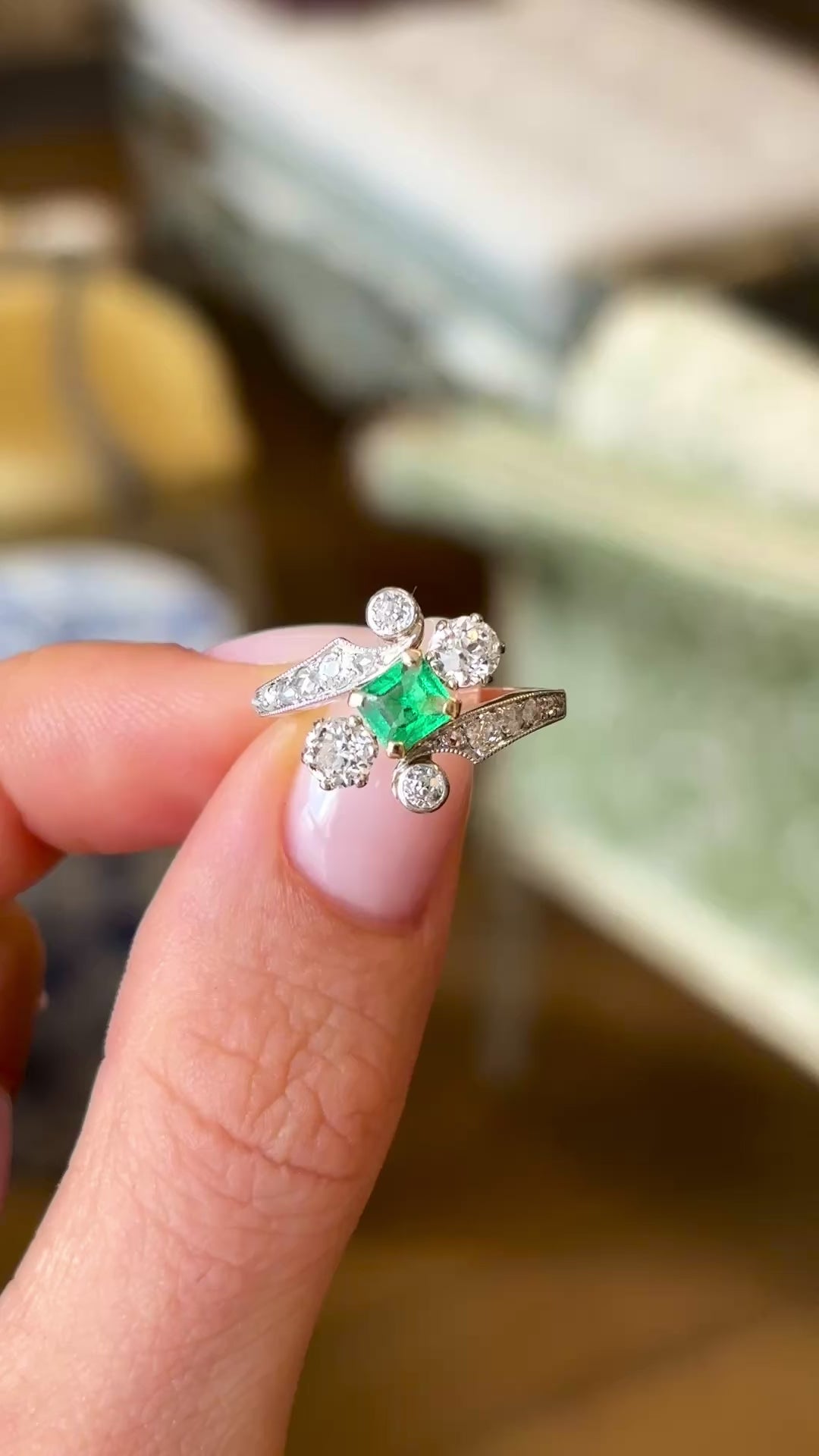 Antique, Belle Époque emerald & diamond