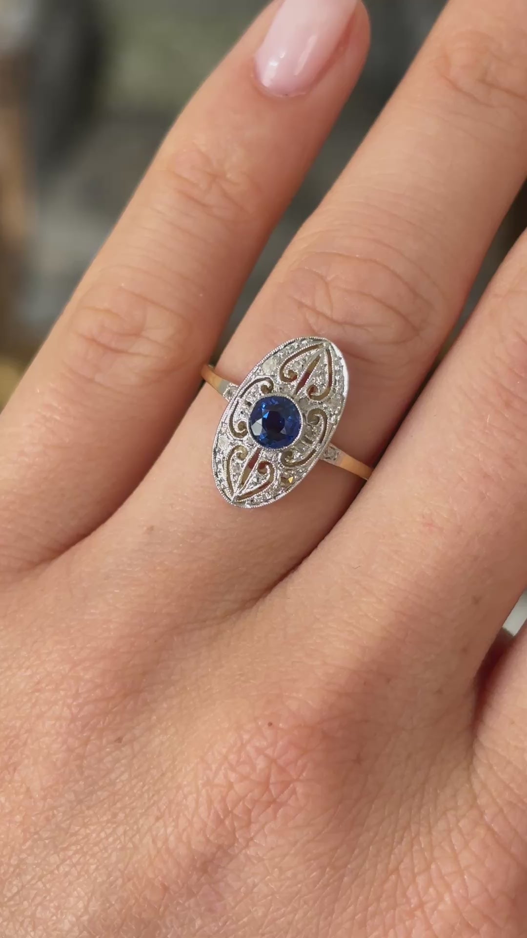 Antique, Edwardian sapphire & diamond panel ring