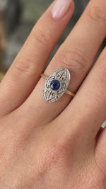 Antique, Edwardian sapphire & diamond panel ring