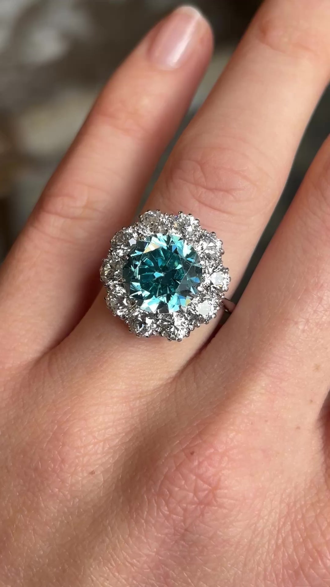 Vintage, 1980s zircon & diamond cluster cocktail ring