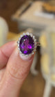 Vintage, 1940s amethyst and diamond cluster ring