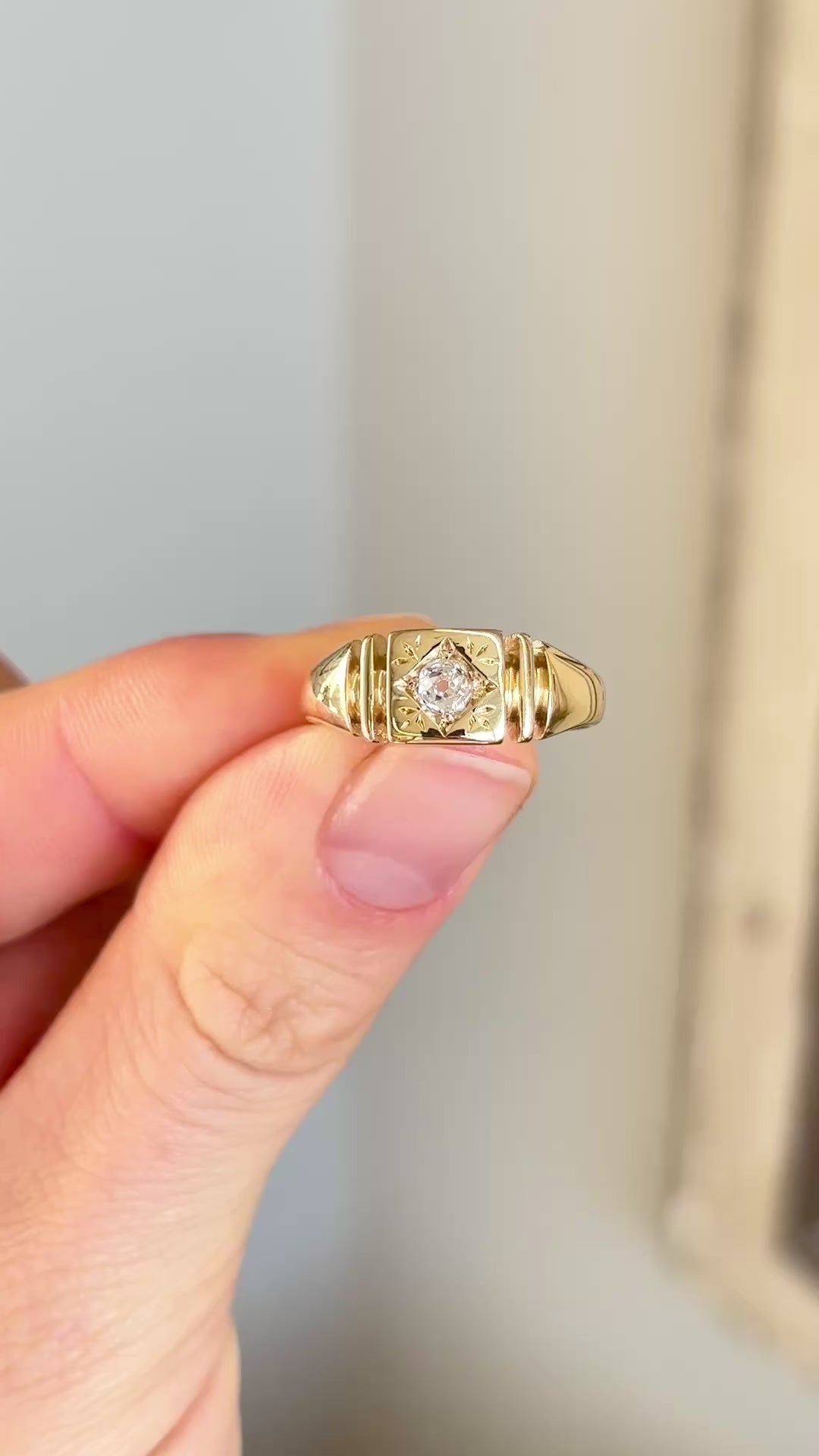 Antique, Victorian solitaire diamond gypsy ring