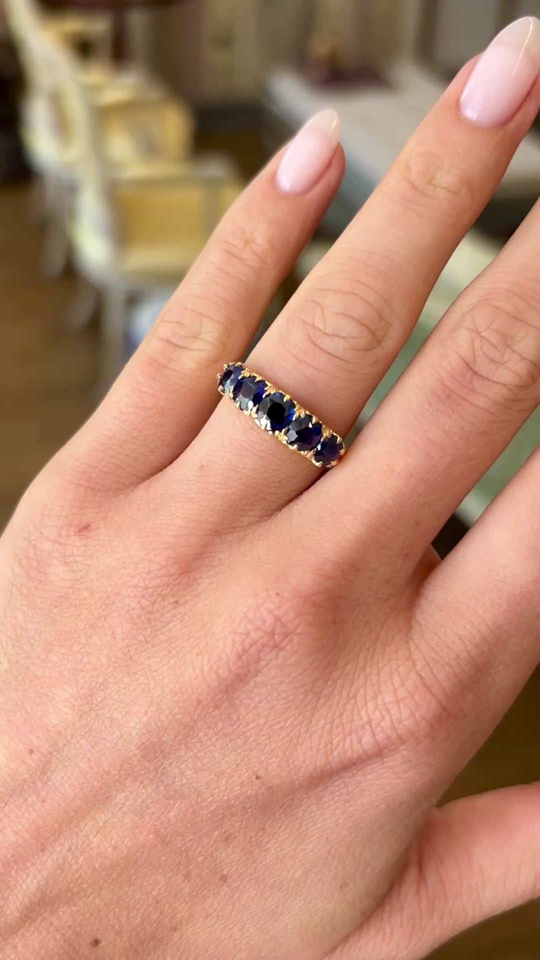 Antique, Victorian sapphire half-hoop ring