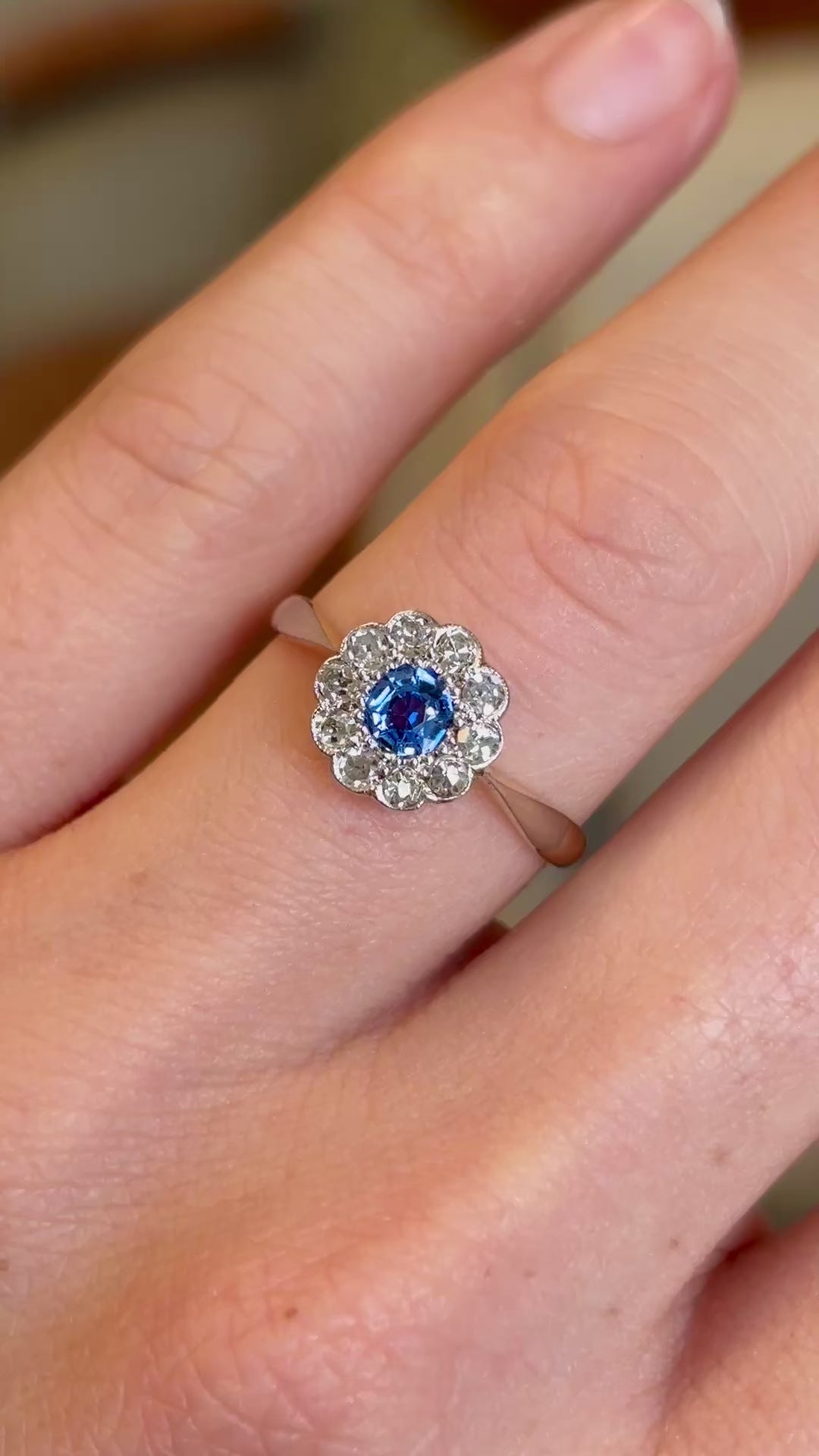 Antique, Edwardian sapphire & diamond cluster ring