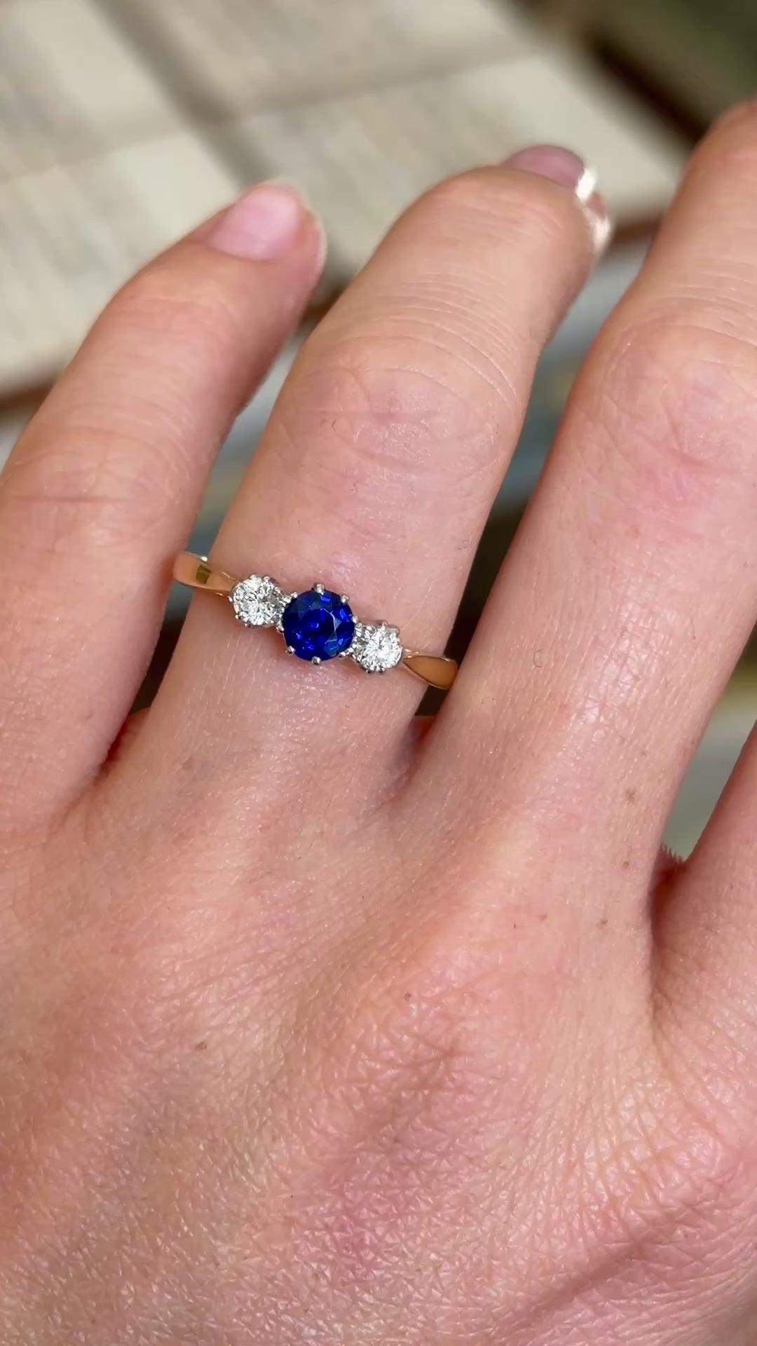 Vintage, Art Deco sapphire & diamond three-stone ring