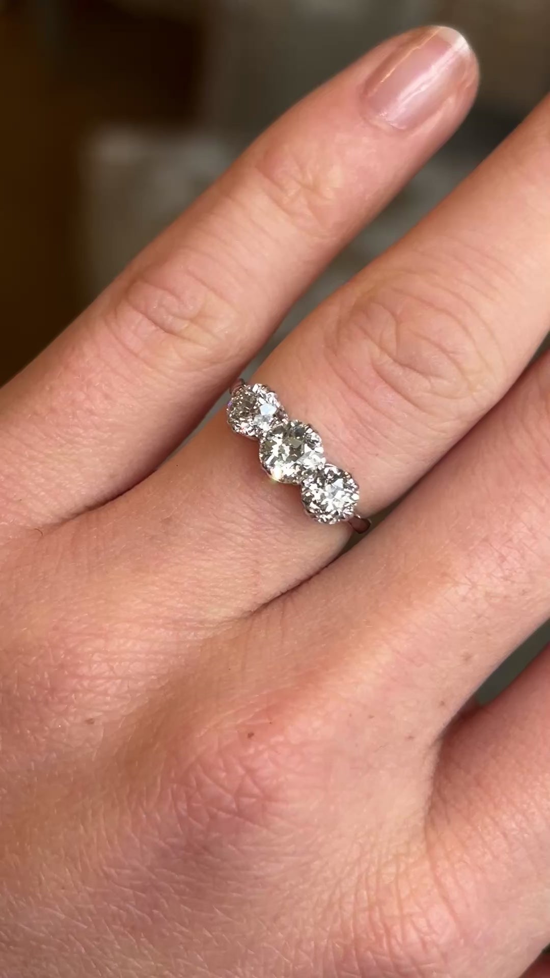 Vintage, 1950s three-stone diamond ring