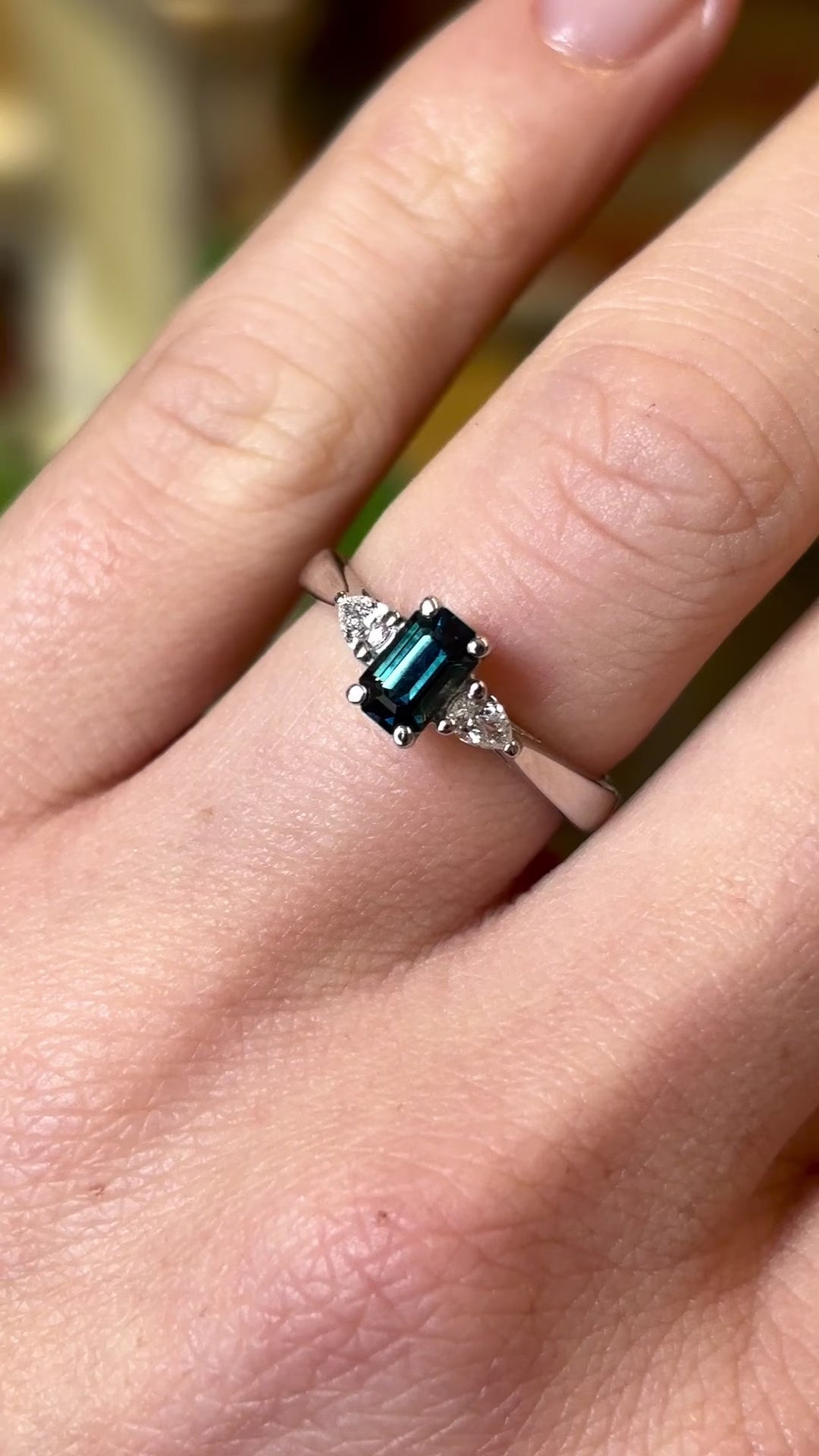 Sapphire & diamond three-stone ring