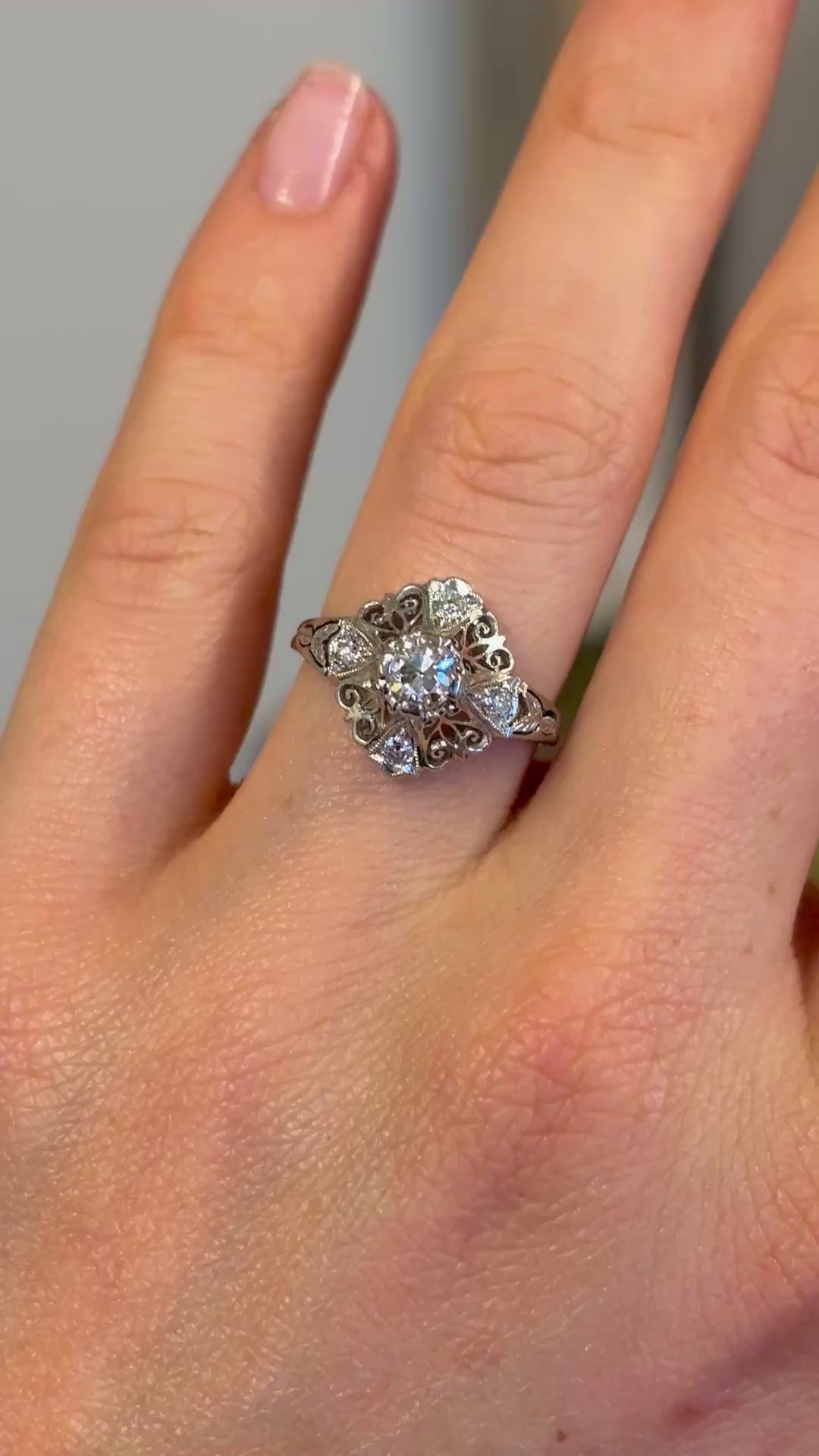 Vintage, Art Deco diamond engagement ring, 18ct white gold