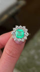 Vintage, 1970s emerald & diamond cluster ring