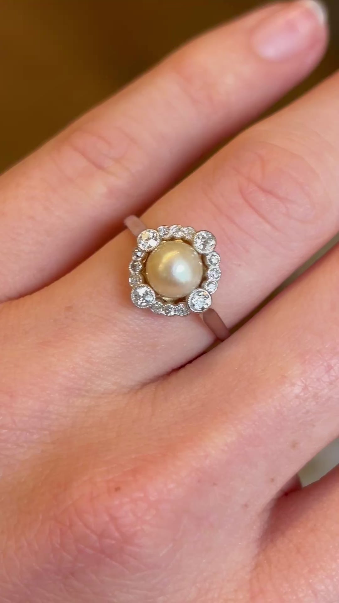 Antique, Edwardian pearl & diamond cluster ring