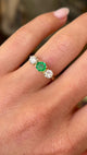 Vintage, 1990s emerald & diamond three-stone ring
