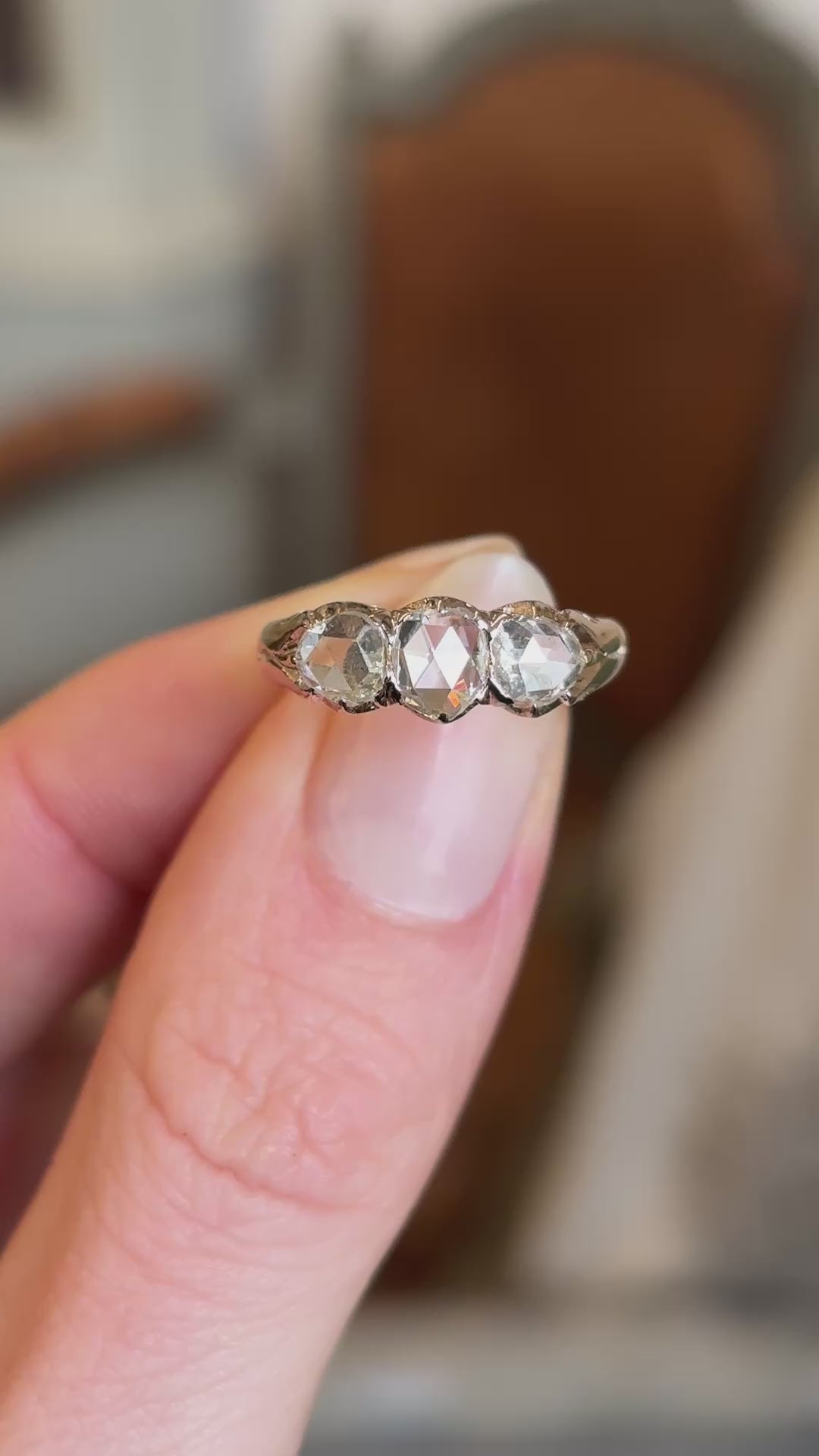 Antique, Victorian diamond three-stone engagement ring