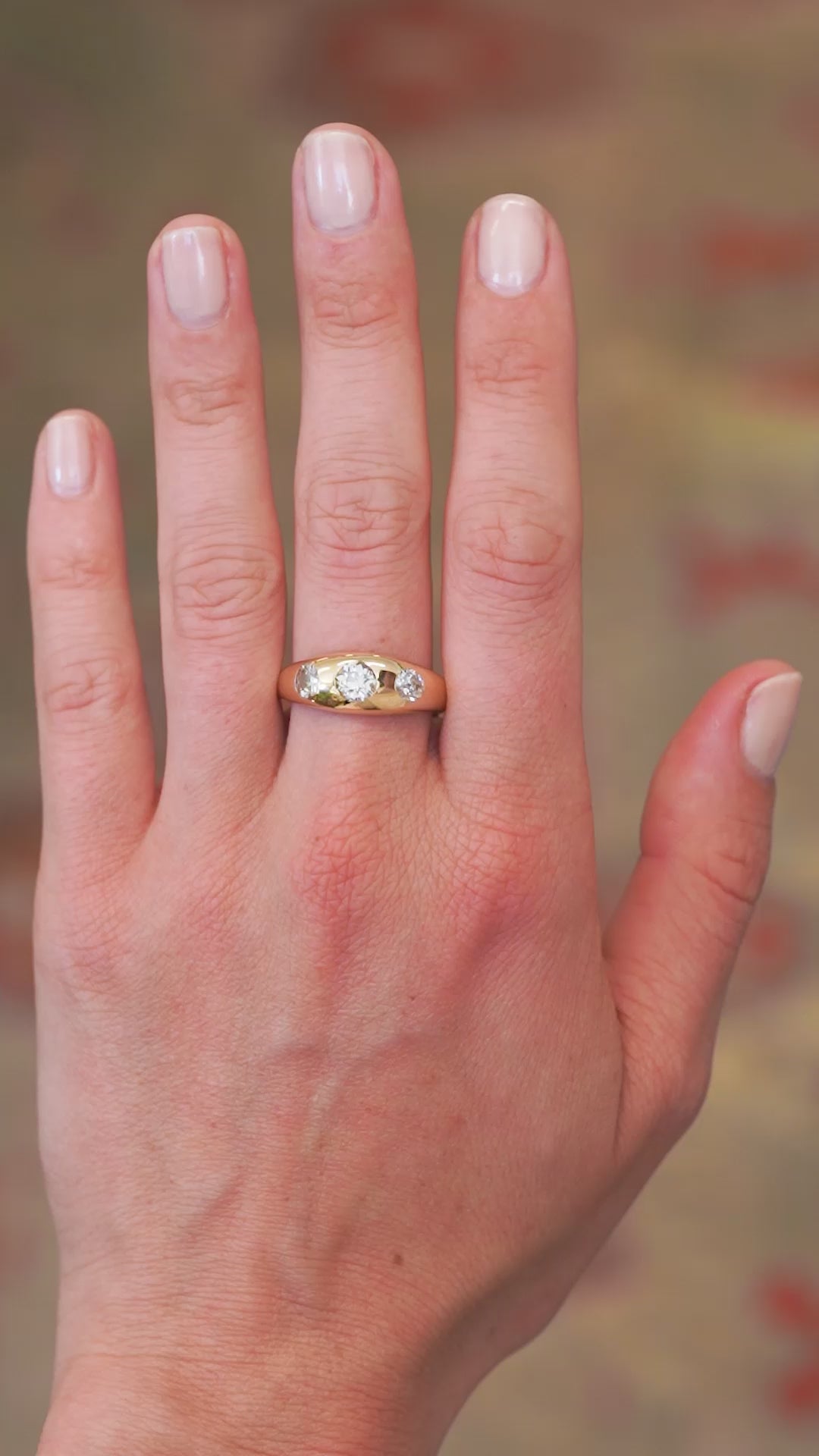 Diamond gypsy ring worn on hand showing soft sparkle and natural movement.