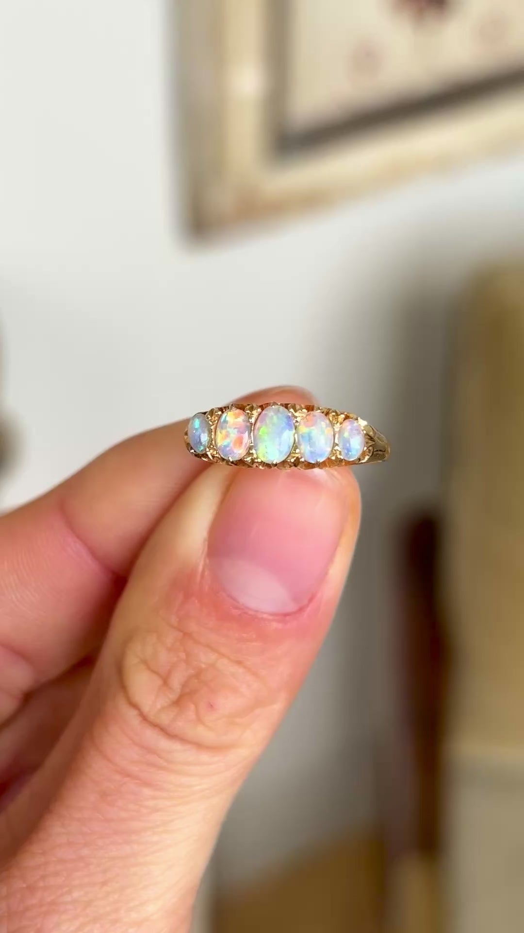 Antique, Edwardian five-stone opal ring