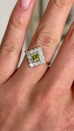 Antique, Edwardian peridot & diamond kite shaped ring