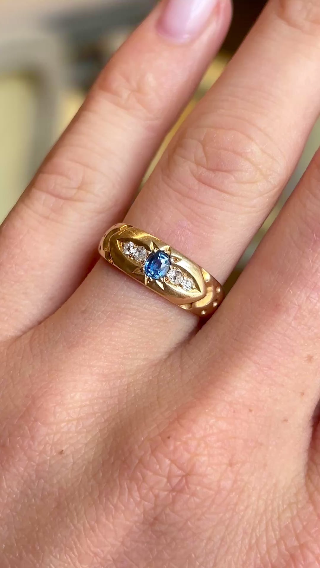Antique, Late Victorian sapphire & diamond gypsy ring