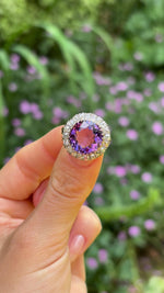 Antique, Victorian amethyst and diamond cluster cocktail ring, 18ct yellow gold