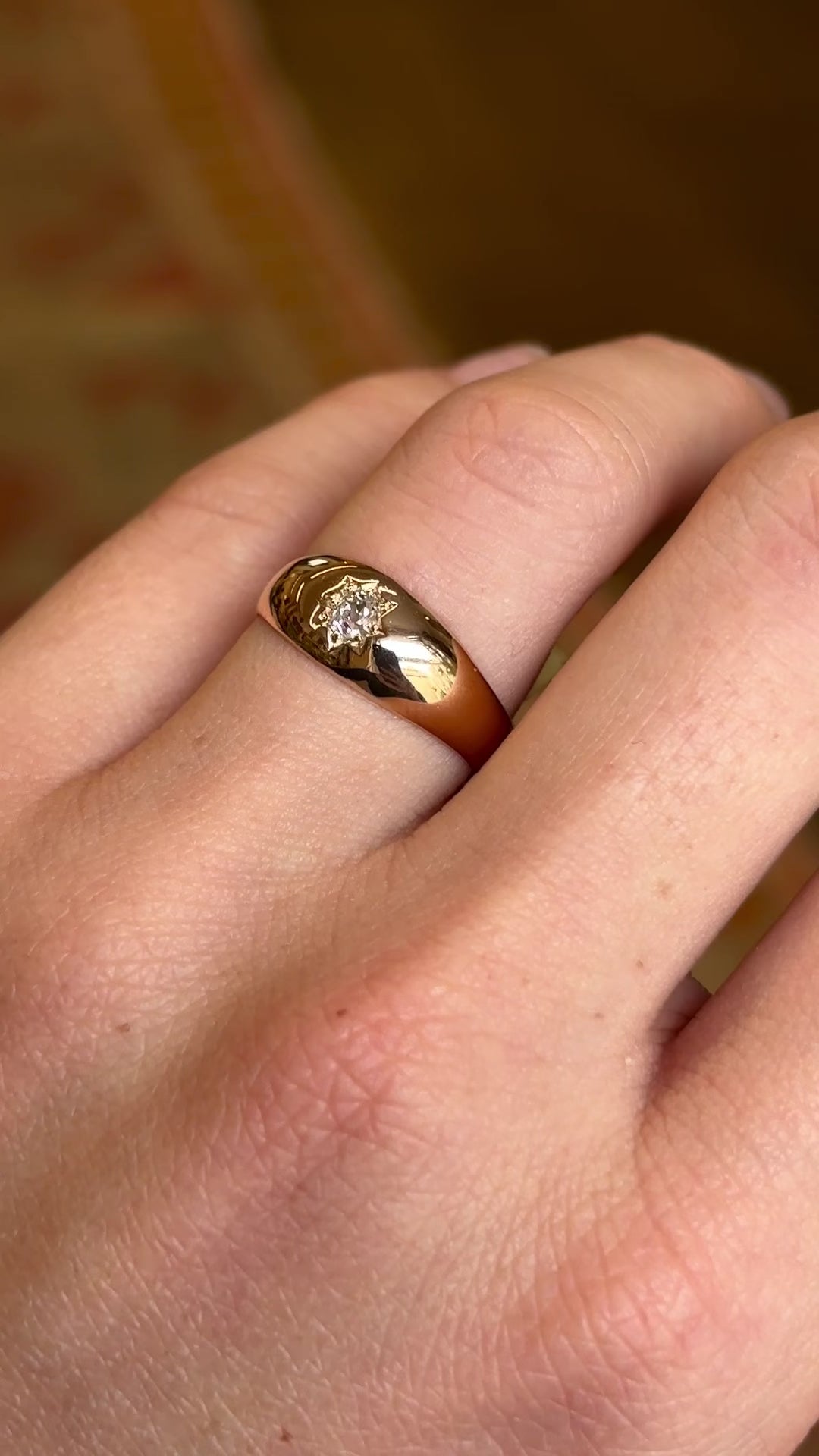 Antique, Victorian diamond solitaire gypsy ring