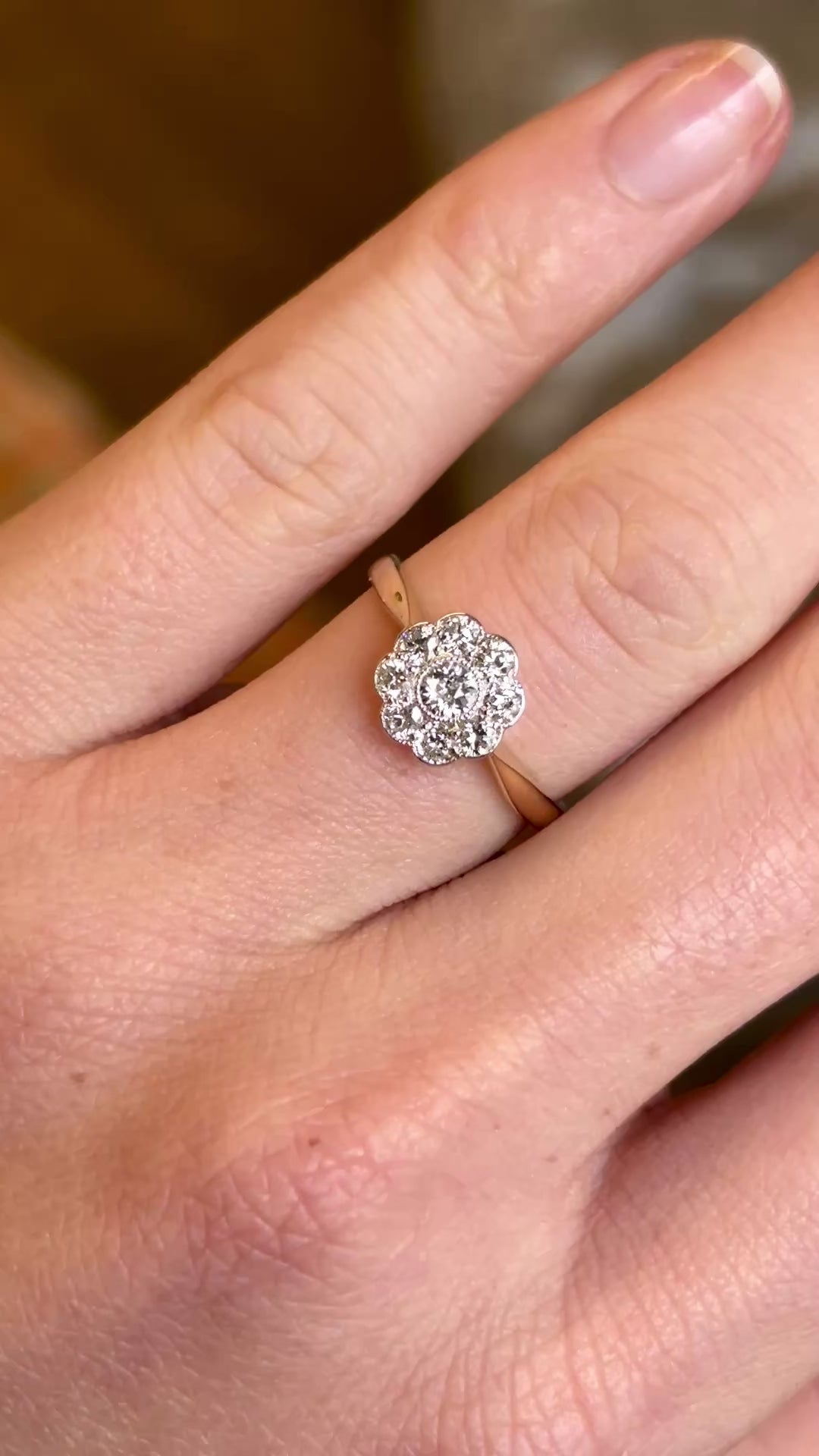 Antique Edwardian diamond daisy cluster ring