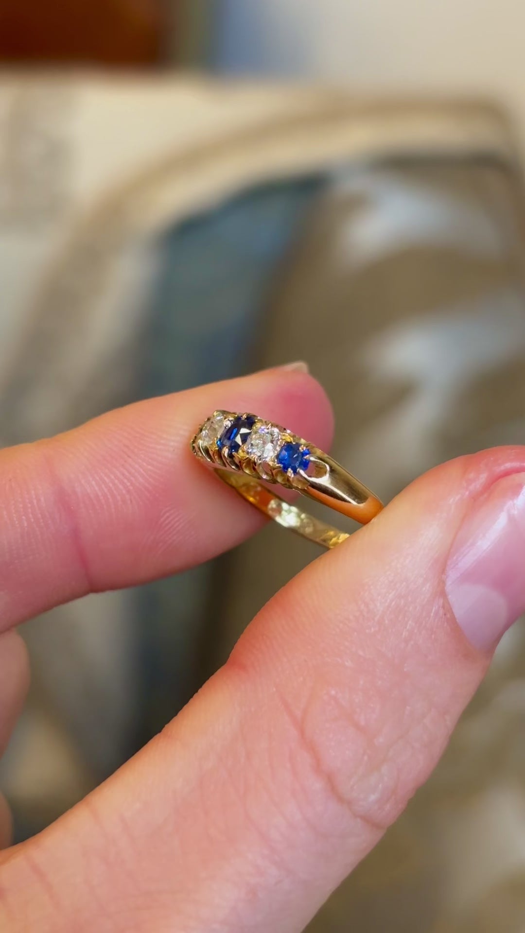 Antique, Edwardian sapphire & diamond five-stone ring