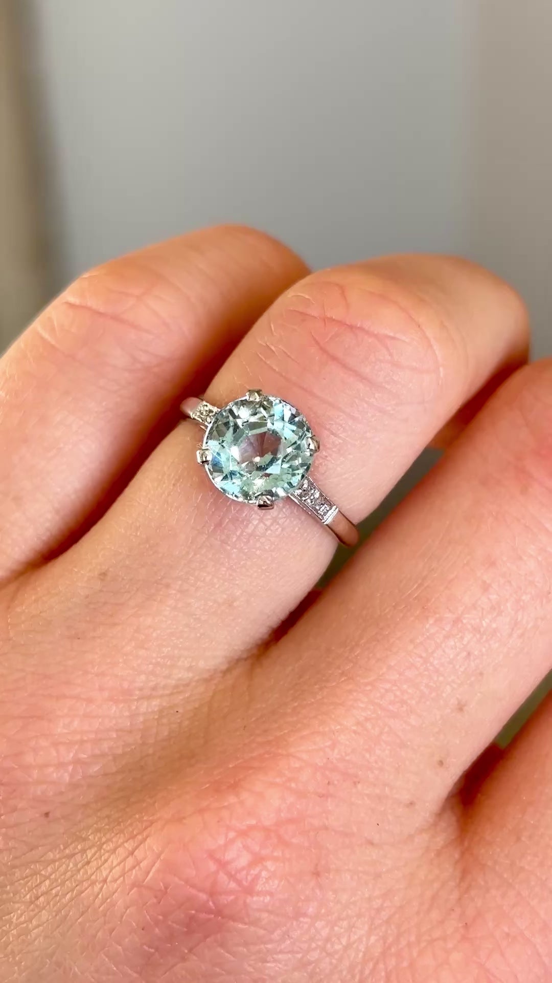 Vintage, aquamarine and diamond ring