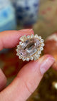 1950s morganite & diamond cocktail cluster ring
