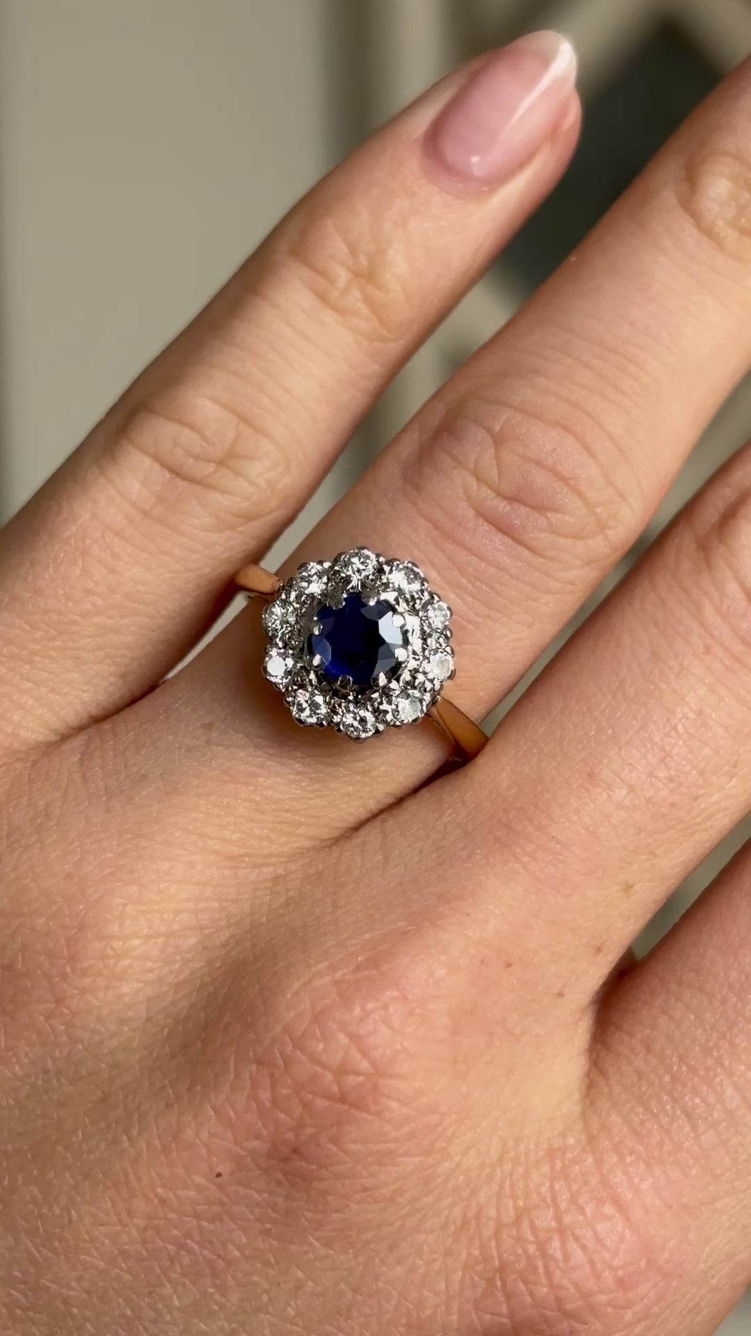 Vintage, Art Deco sapphire & diamond cluster ring