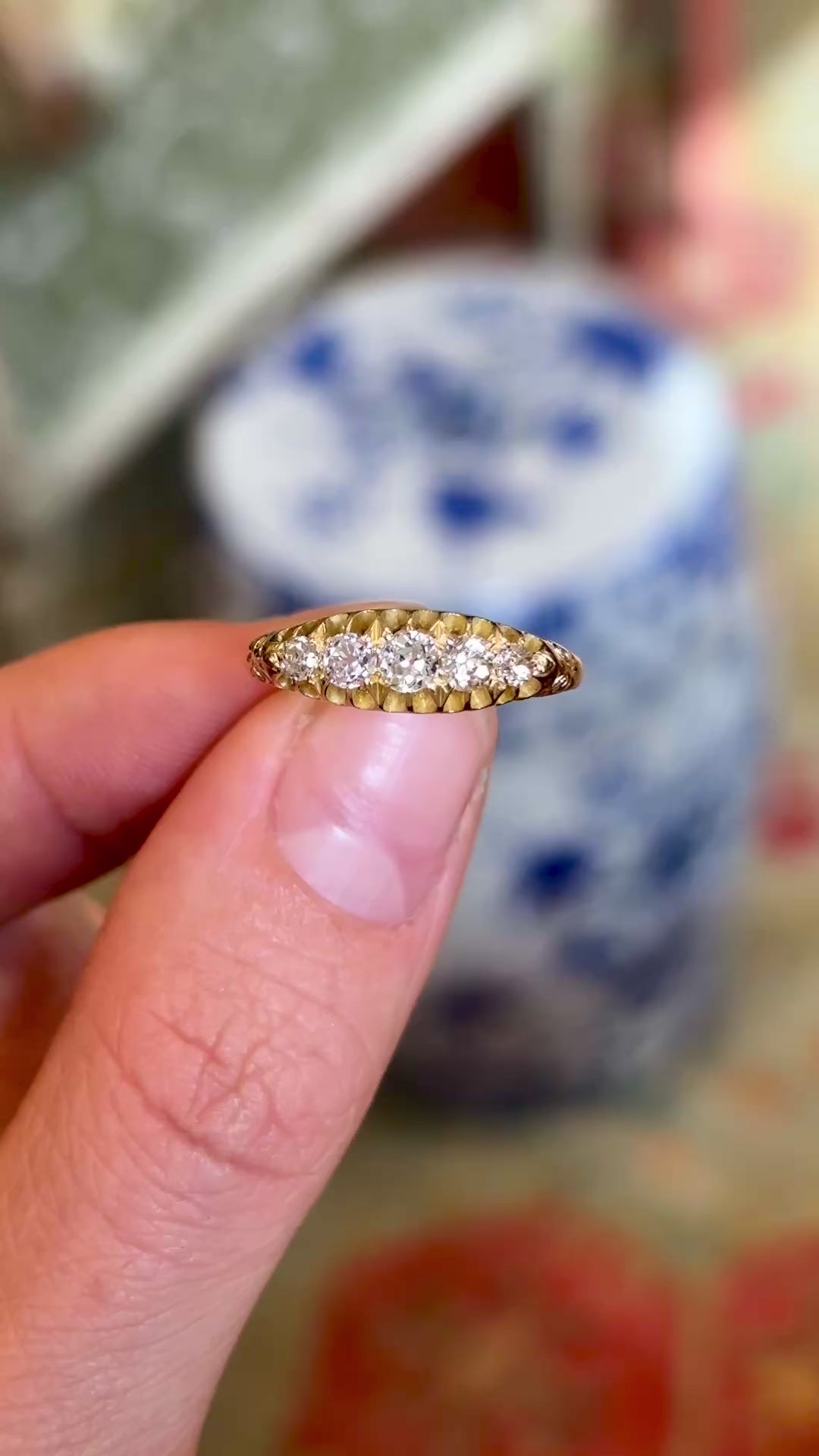 Antique, Victorian five-stone diamond ring