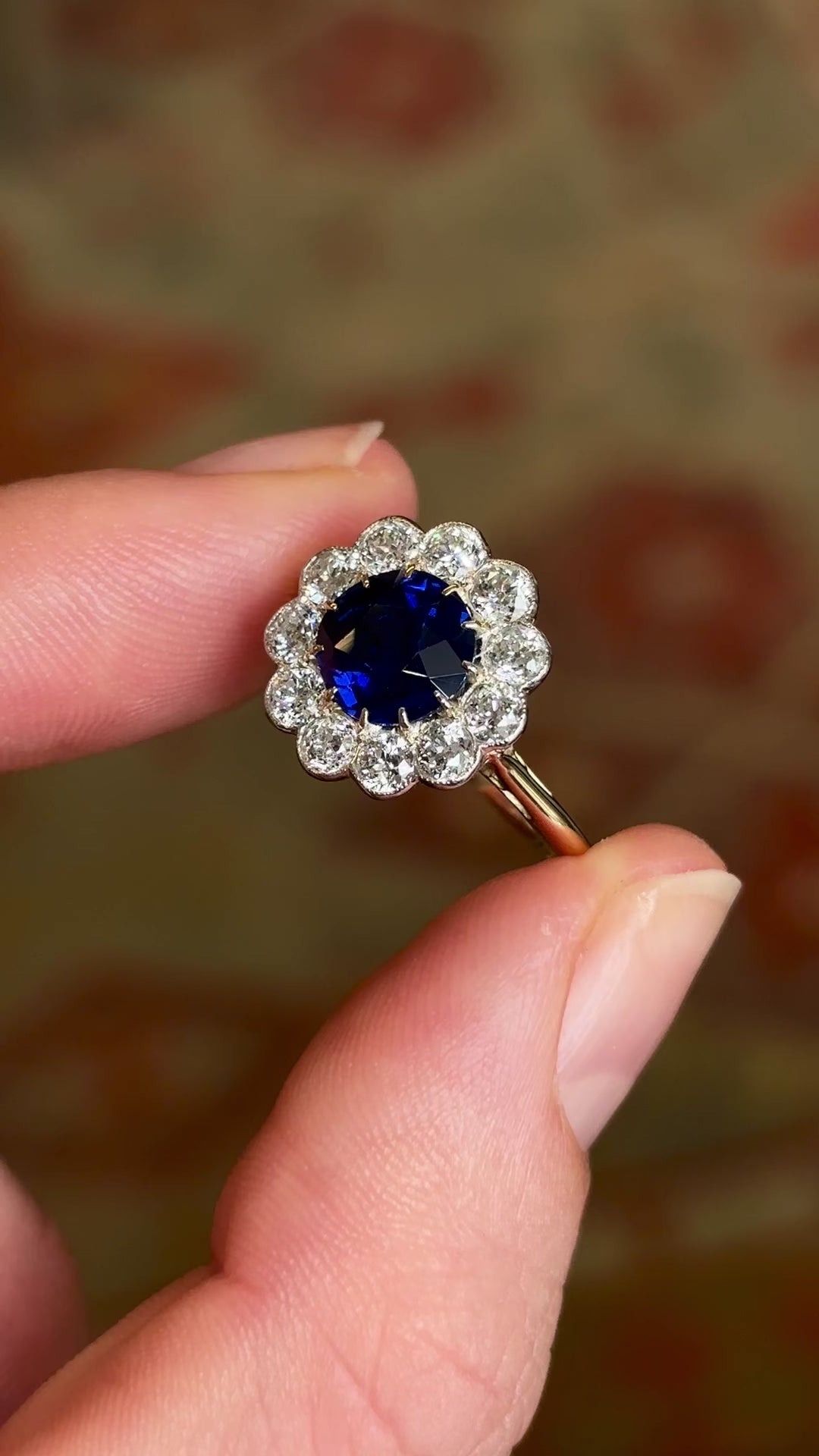 Antique, Edwardian sapphire & diamond cluster ring