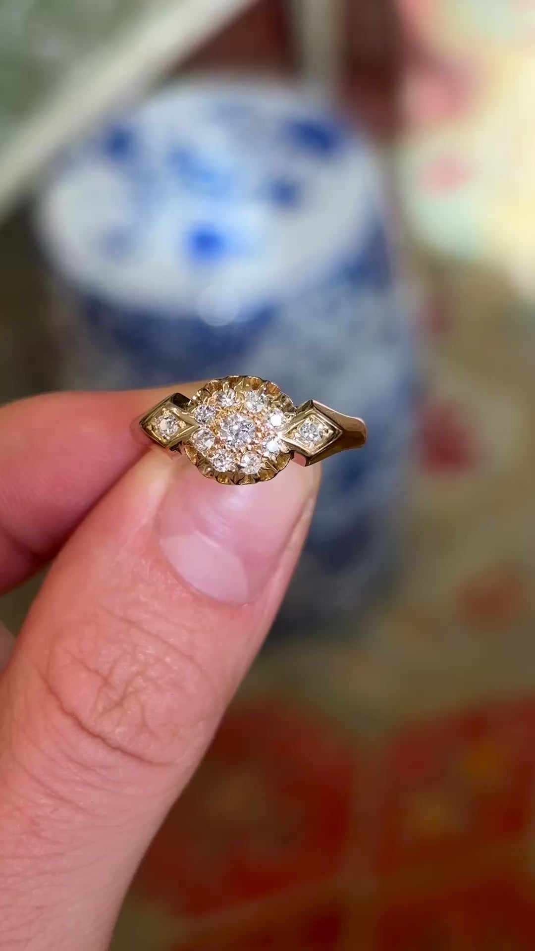 Antique, Edwardian diamond cluster engagement ring
