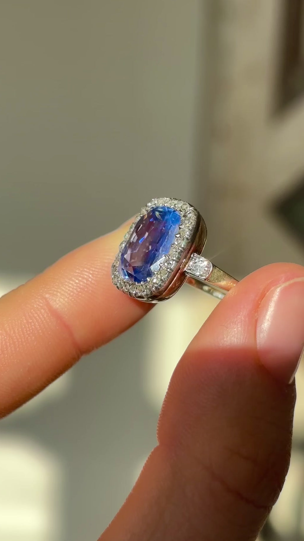 Antique, early Victorian, sri lankan sapphire and diamond ring