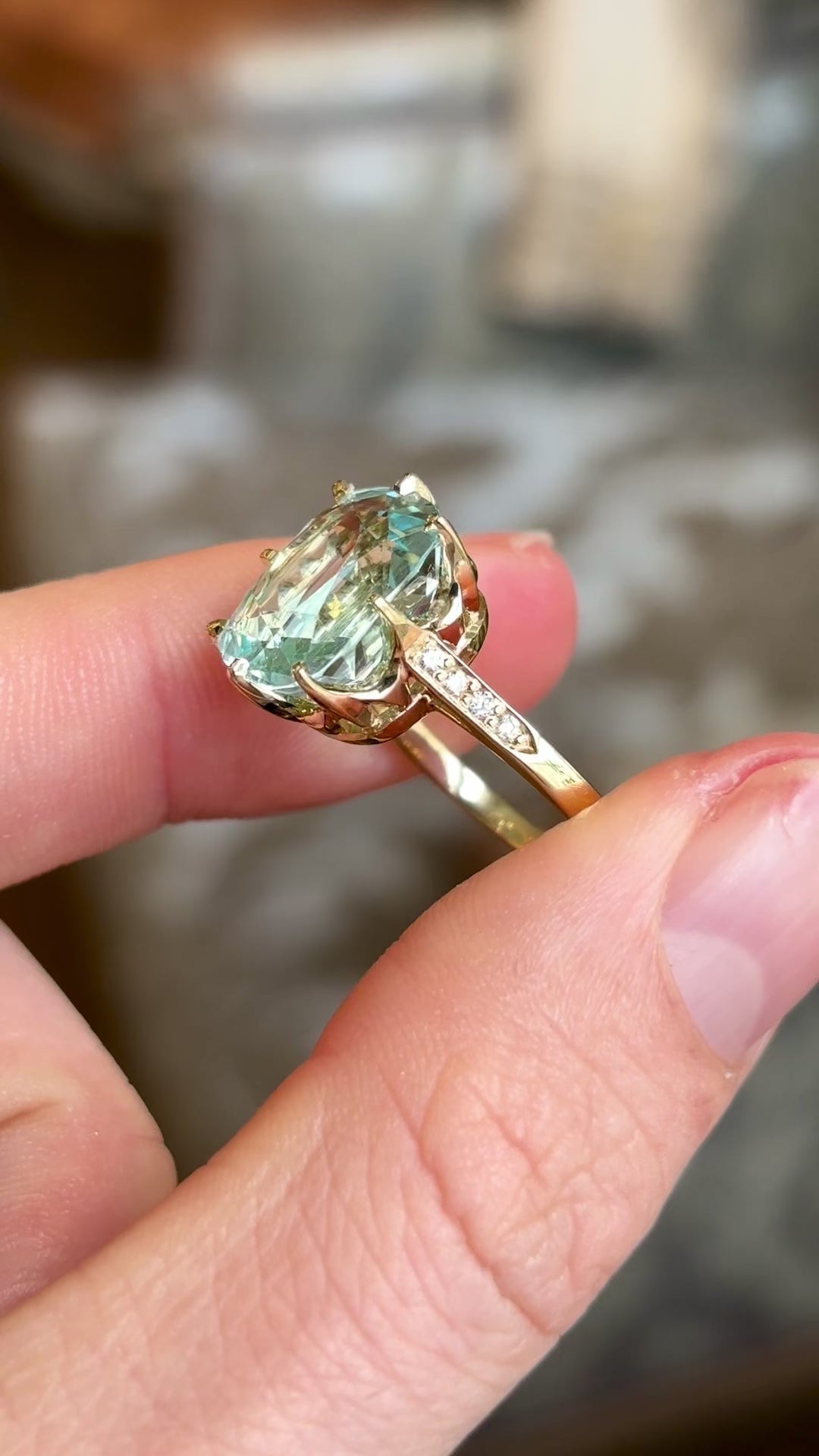 Contemporary, aquamarine cocktail ring