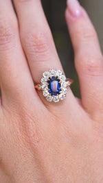 Antique, Jugendstil Royal-blue sapphire and diamond cluster ring