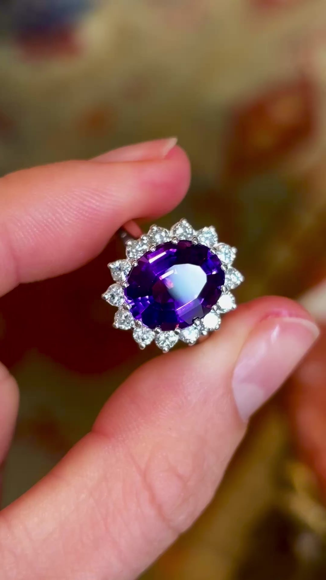 Vintage, 1960s amethyst & diamond cluster ring