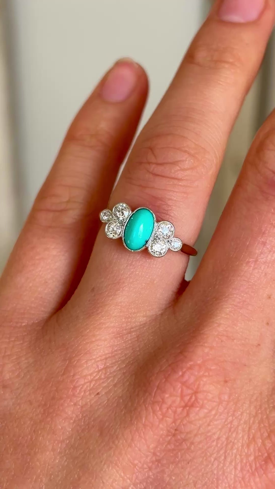 Antique, Edwardian turquoise & diamond ring