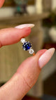 Antique, Edwardian three-stone sapphire & diamond ring