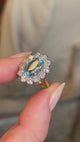 Vintage, 1980s aquamarine and diamond cluster engagement ring