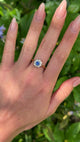 Vintage Sapphire and Diamond Cluster Ring, 18ct Yellow Gold worn on hand.