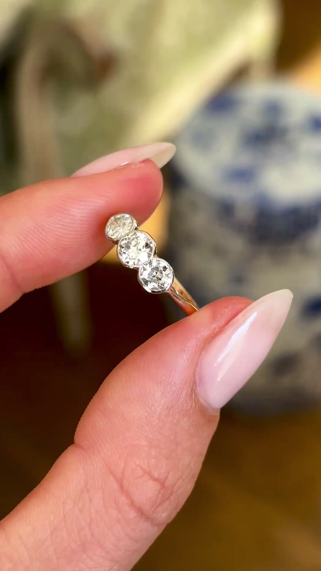 Vintage, Art Deco three-stone diamond ring