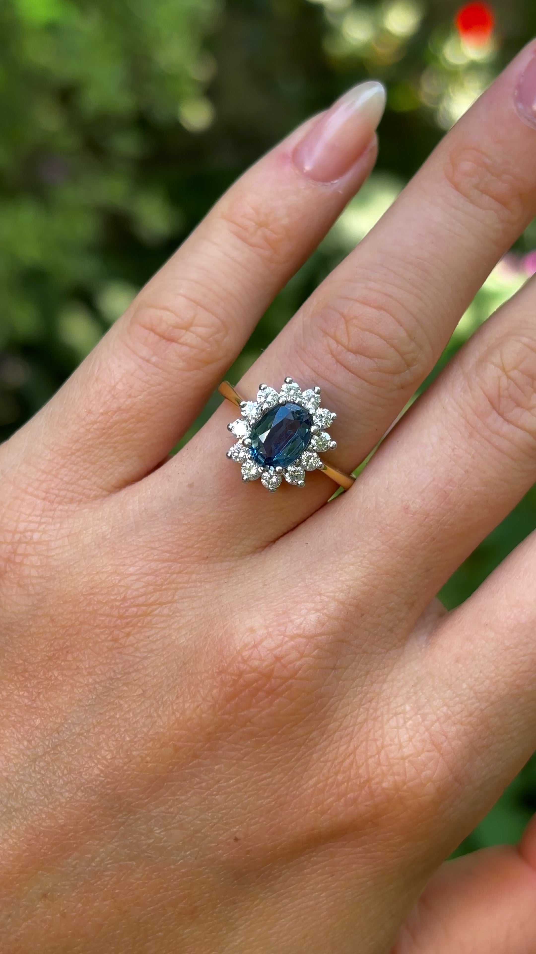 Vintage, 1990s sapphire & diamond cluster ring – Antique Ring Boutique