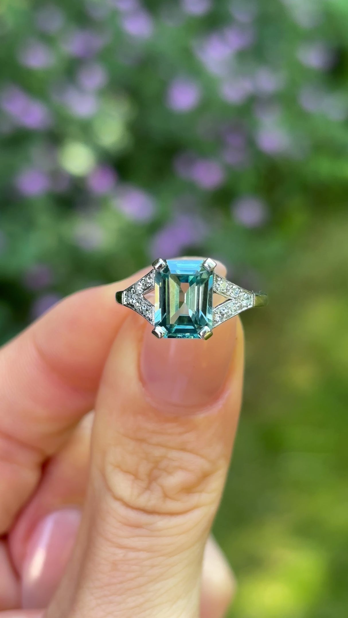 Vintage, Art Deco zircon & diamond ring platinum
