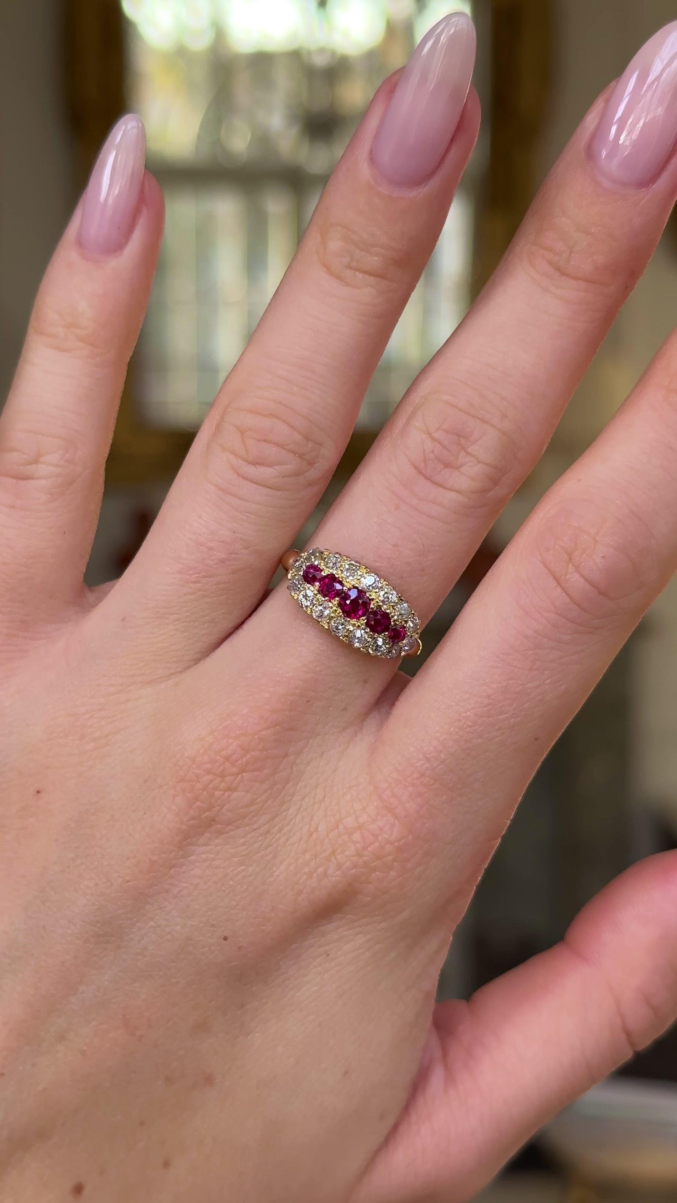 Antique, ruby & diamond five-stone ring – Antique Ring Boutique
