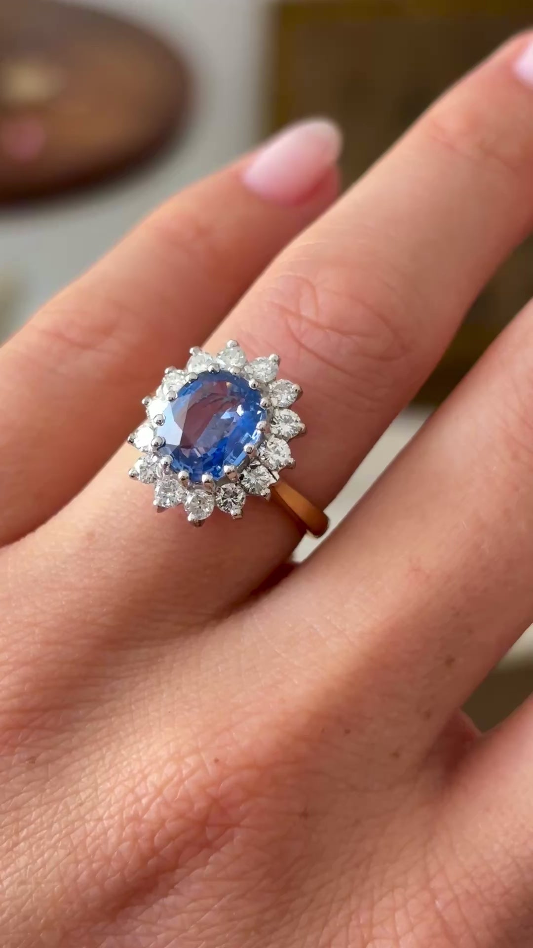 Vintage, 1980s sapphire & diamond cluster ring