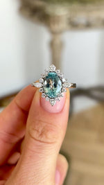 Vintage, 1950s aquamarine & diamond cluster ring
